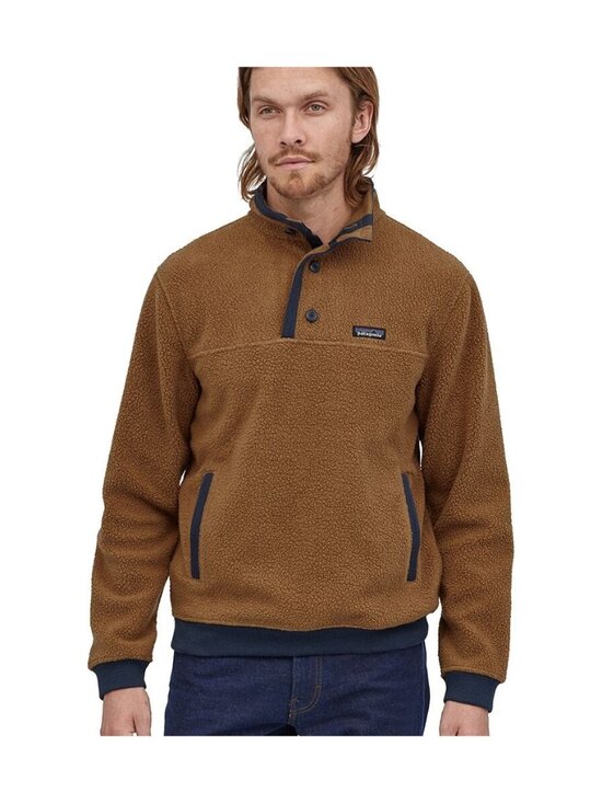 Patagonia Shearling Snap T Fleece Pullover Jacket Tan Brown Blue Men’s Size XS - Picture 1 of 8